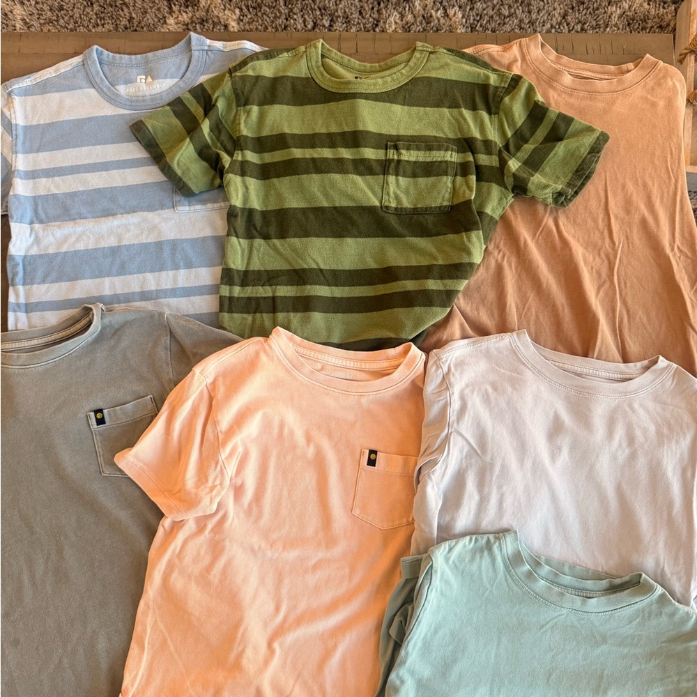 Kids Short-Sleeve Pocket Tee - Pastel & Olive Stripe Pack